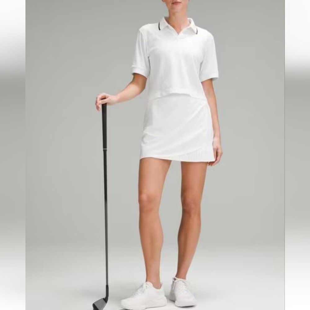 NWT lululemon Swiftly Tech Short-Sleeve Polo *Colour Tip, White/Black, Size 8
